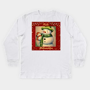 Frohe Weihnachten von Schneemann und Schneebaby Kids Long Sleeve T-Shirt